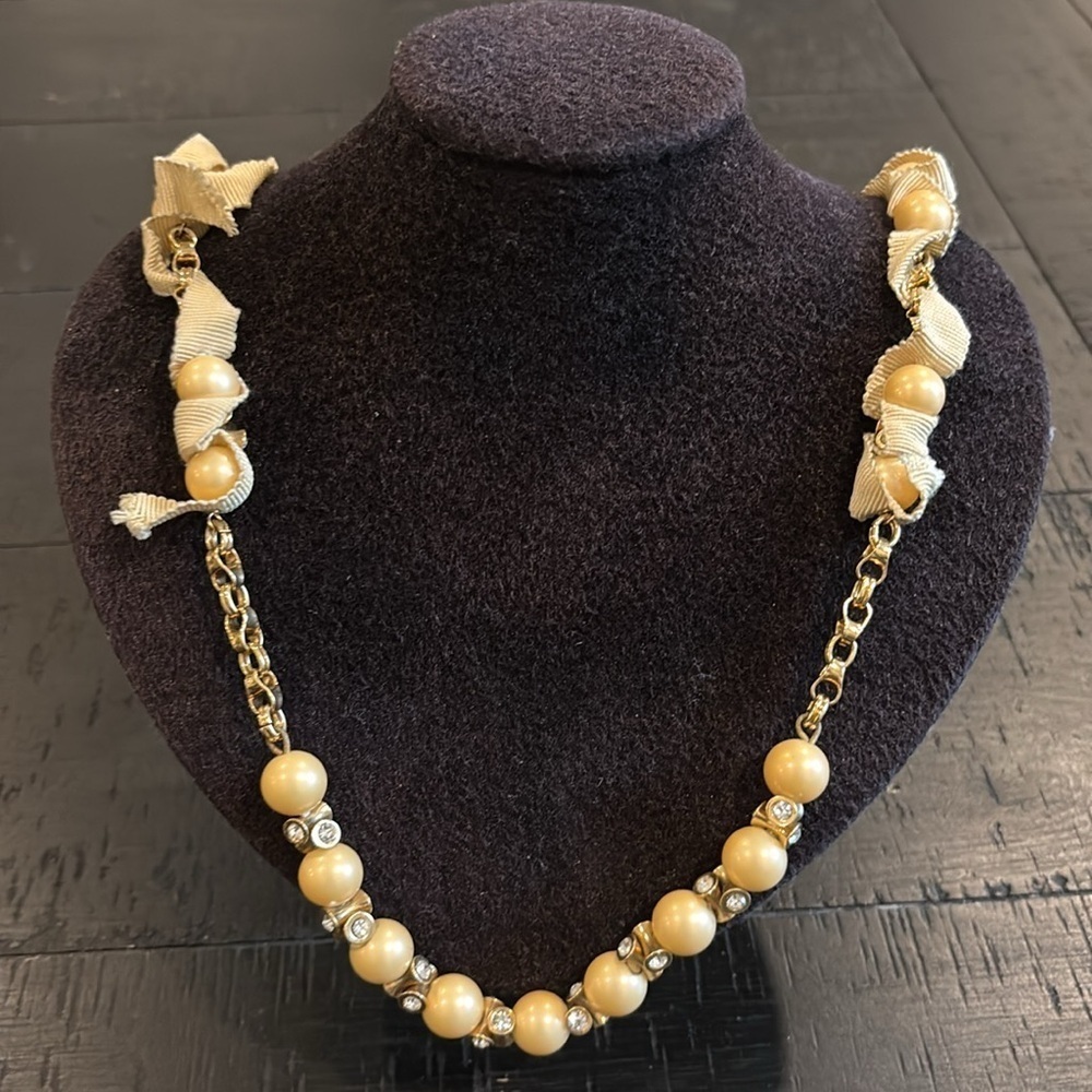 J. Crew Vintage Victorian Style Rustic Pretty Beaded Ribbon Necklace​